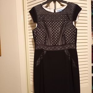 Antonio Melani Black Dress Cap Sleeve Lace Detail Sz 6